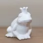 Preview: Dekofigur Froschkönig hochglanz weiß