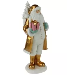 Figur Santa mit Geschenken, 41 cm, gold pastell