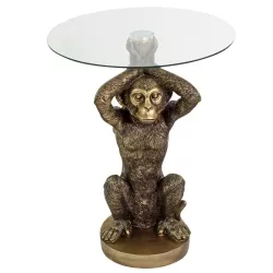 Besitelltisch Affe gold mit Glasplatte